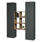 Credenza alta antracite e acero 40x30x180h cm 2 ante - Danila