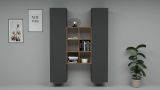 Credenza alta antracite e acero 40x30x180h cm 2 ante - Danila