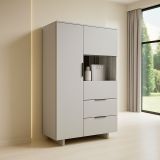 Credenza alta beige 90x41x170h cm 2 ante e 2 cassetti - Rimella
