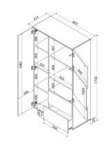 Credenza alta beige 90x41x170h cm 2 ante e 2 cassetti - Rimella
