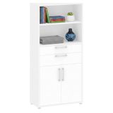 Credenza alta bianca 89x40x185h cm 2 ante e 2 cassetti - Albidona