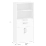 Credenza alta bianca 89x40x185h cm 2 ante e 2 cassetti - Albidona