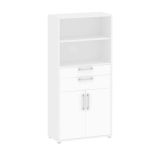 Credenza alta bianca 89x40x185h cm 2 ante e 2 cassetti - Albidona