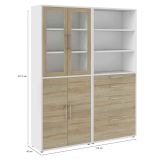 Credenza alta bianca e quercia 178x40x221h cm 4 ante e 4 cassetti - Embabane