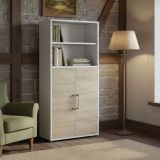 Credenza alta bianca e quercia 89x40x186h cm 2 ante - Saotome