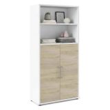 Credenza alta bianca e quercia 89x40x186h cm 2 ante - Saotome