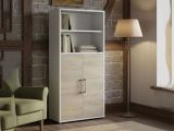 Credenza alta bianca e quercia 89x40x186h cm 2 ante - Saotome
