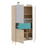 Credenza alta bianca e rovere 81x43x137h cm 3 ante e 1 cassetto - Archimede