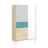 Credenza alta bianca e rovere 81x43x137h cm 3 ante e 1 cassetto - Archimede