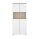 Credenza alta bianca e rovere porta microonde 80x40x191h cm 4 ante - Acura