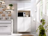 Credenza alta bianca e rovere porta microonde 80x40x191h cm 4 ante - Acura