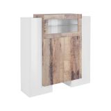 Credenza alta bianco lucida e acero 130x45x135h cm 5 ante - Acquadolce