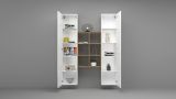 Credenza alta bianco lucida e acero 40x30x180h cm 2 ante - Danila