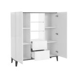 Credenza alta bianco lucida e ardesia 120x40x132h cm 2 ante e 2 cassetti - Scirocco