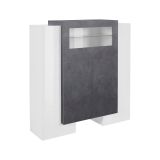 Credenza alta bianco lucida e ardesia 130x45x135h cm 5 ante - Acquadolce