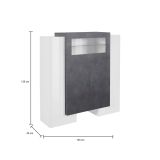 Credenza alta bianco lucida e ardesia 130x45x135h cm 5 ante - Acquadolce