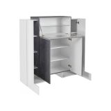 Credenza alta bianco lucida e ardesia 130x45x135h cm 5 ante - Acquadolce