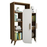 Credenza alta noce e bianca 90x32x132h cm 2 ante - Tormalina