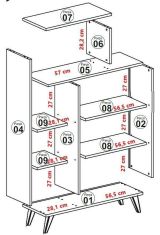 Credenza alta noce e bianca 90x32x132h cm 2 ante - Tormalina
