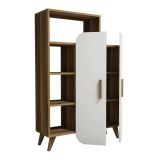 Credenza alta noce e bianca 90x32x132h cm 2 ante - Tormalina