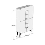 Credenza alta noce e bianca 93x31x144h cm 2 ante - Novella