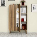 Credenza alta noce e bianca 93x31x144h cm 2 ante - Novella