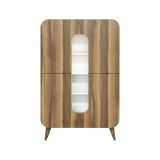 Credenza alta noce e bianca 93x31x144h cm 2 ante - Novella