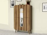 Credenza alta noce e bianca 93x31x144h cm 2 ante - Novella