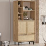 Credenza alta noce e quercia 74x35x161h cm 2 ante - Vinta