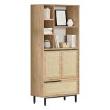 Credenza alta noce e quercia 74x35x161h cm 2 ante - Vinta