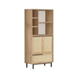 Credenza alta noce e quercia 74x35x161h cm 2 ante - Vinta