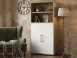 Credenza alta quercia e bianca 89x40x186h cm 2 ante - Saotome