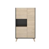 Credenza alta rovere e antracite 81x43x135h cm 3 ante - Crono