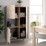 Credenza alta rovere e antracite 81x43x135h cm 3 ante - Crono