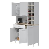 Credenza alta rovere e bianca 108x40x186h cm 5 ante e 1 cassetto - Alima