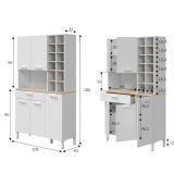 Credenza alta rovere e bianca 108x40x186h cm 5 ante e 1 cassetto - Alima