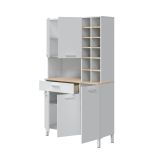 Credenza alta rovere e bianca 108x40x186h cm 5 ante e 1 cassetto - Alima