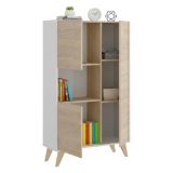 Credenza alta rovere e bianca 81x43x135h cm 3 ante - Crono