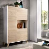 Credenza alta rovere e bianca 81x43x135h cm 3 ante - Crono