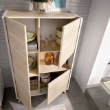 Credenza alta rovere e bianca 81x43x135h cm 3 ante - Crono