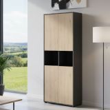Credenza alta rovere e grigia 79x34x204h cm 4 ante - Pierre