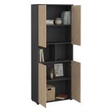 Credenza alta rovere e grigia 79x34x204h cm 4 ante - Pierre