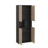 Credenza alta rovere e grigia 79x34x204h cm 4 ante - Pierre