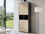Credenza alta rovere e grigia 79x34x204h cm 4 ante - Pierre