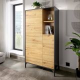 Credenza alta rovere nodi e antracite 72x33x143h cm 2 ante - Akilina