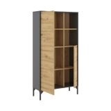 Credenza alta rovere nodi e antracite 72x33x143h cm 2 ante - Akilina