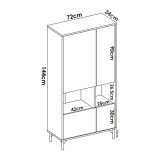 Credenza alta rovere nodi e antracite 72x33x143h cm 4 ante - Gerbera