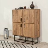 Credenza Alwaid, Buffet da soggiorno, Madia da salotto, Dispensa moderna da cucina, 93x36h115 cm, Quercia e Nero