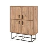 Credenza Alwaid, Buffet da soggiorno, Madia da salotto, Dispensa moderna da cucina, 93x36h115 cm, Quercia e Nero