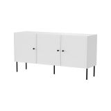 Credenza Amadora, Madia da salotto con tre ante battenti, Rialzata da terra, 151x40 h75 cm, Bianco